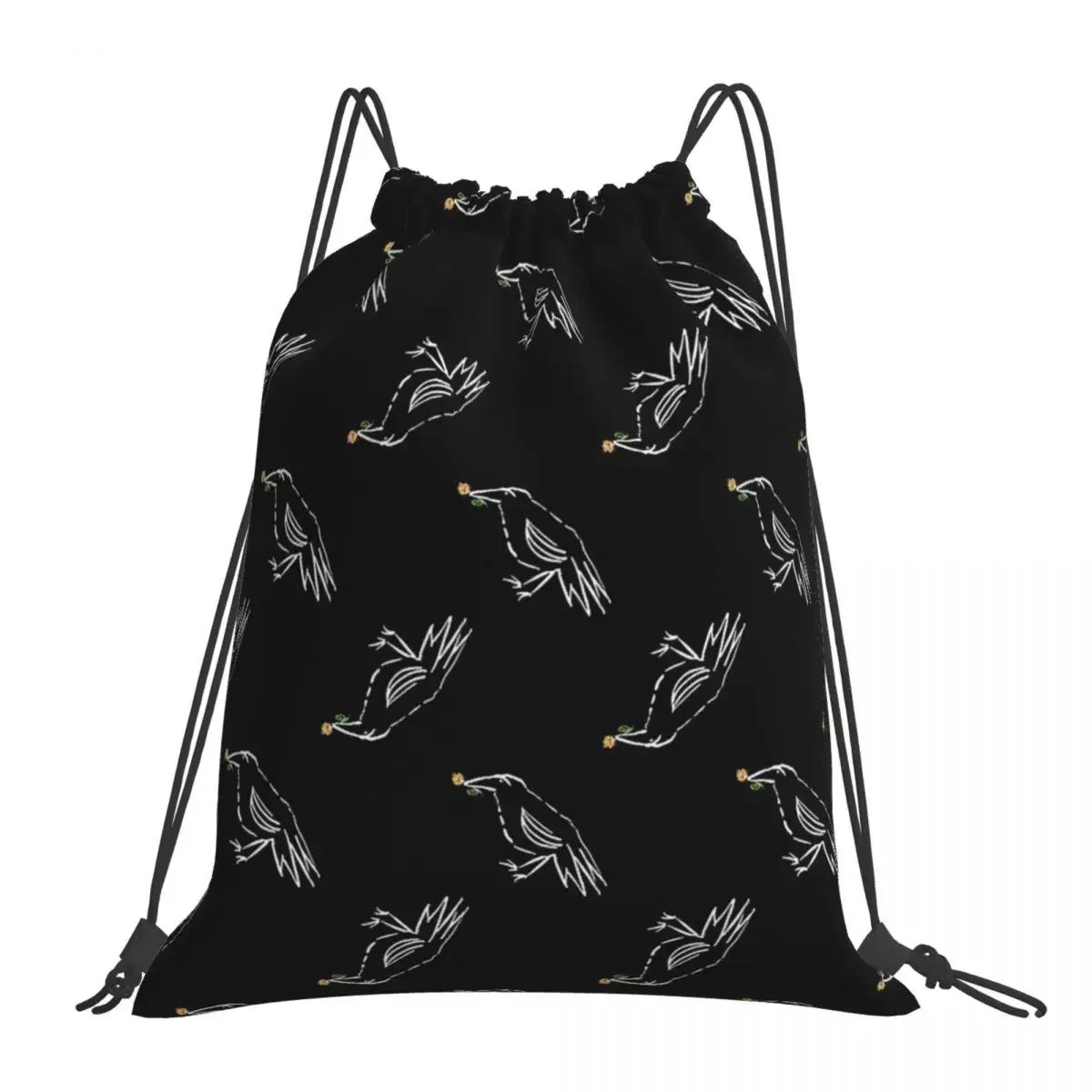 Raven Friends Backpacks Fashion Portable Drawstring Bags Drawstring Bundle Pocket Storage Bag BookBag For Travel Students