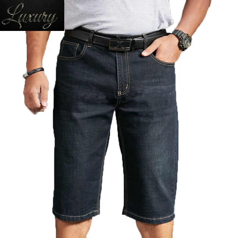 

Men's Denim Shorts 2023 Summer Breeches Cotton Bermuda Male Large Size Half Pant Black Stretch Casual Knee Length Jean Men Short