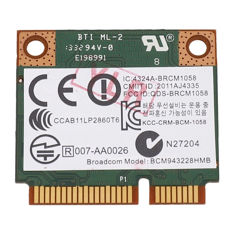 Dual Band 2.4+5G 300M 802.11A/B/G/N Wifi Bluetooth 4.0 Wireless Half Mini Pci-E Card For Hp Bcm943228hmb Sps 718451-001