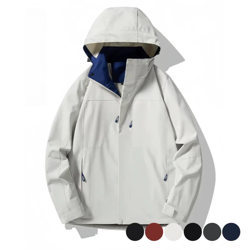 Trendy Color-Blocked Windbreaker Jacket for Men, Loose Casual Windproof Coat for Spring and Autumn, Bright Color Interior Accents, Street-Style Functional Mountaineering Clothing, Multiple Colors