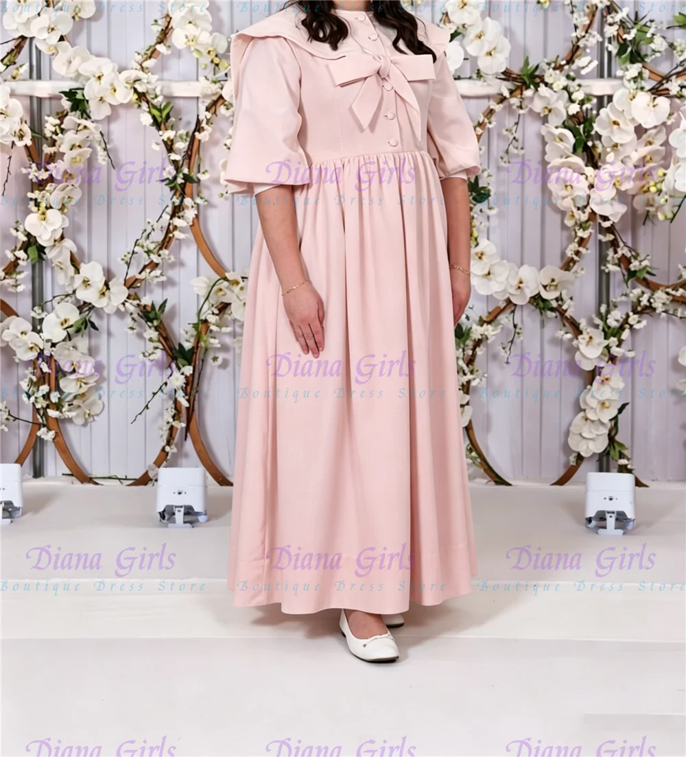 New Elegant Pink Flower Girl Dress Quality Satin Fluffy Big Bow for Kids Wedding Birthday Party Evening Ball Gowns Customisable