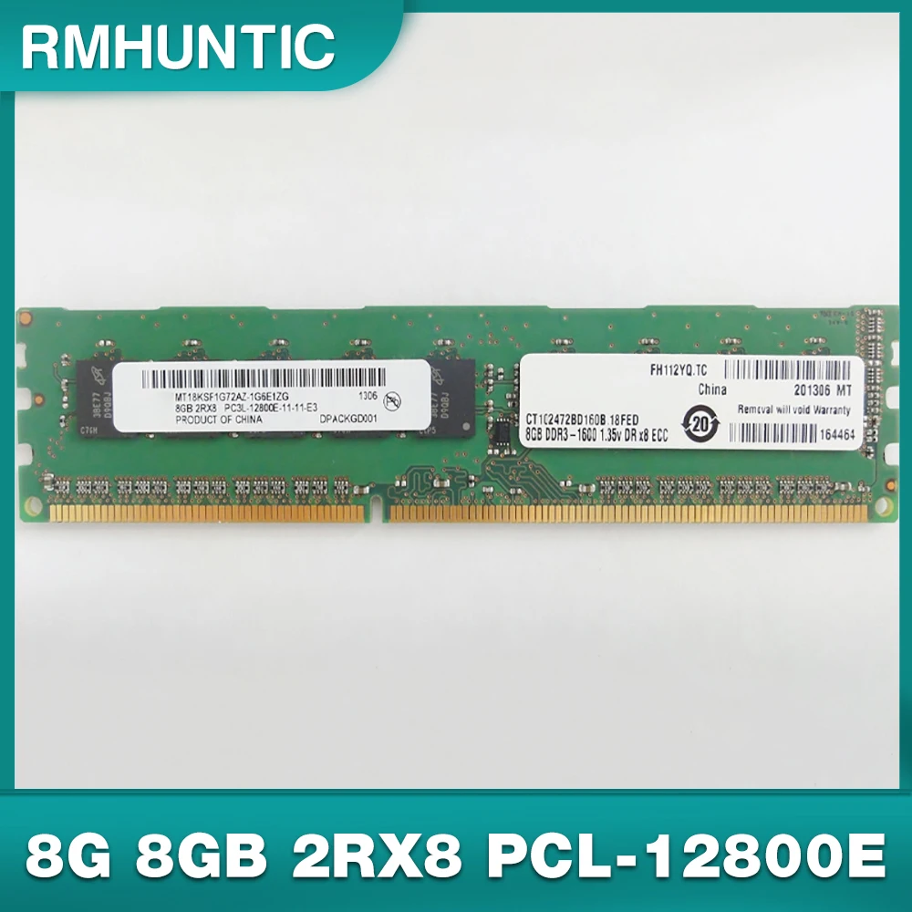 

1PCS 8GB 2RX8 PCL-12800E DDR3L 1600 ECC RAM For DELL T110 T110II T20 Server Memory