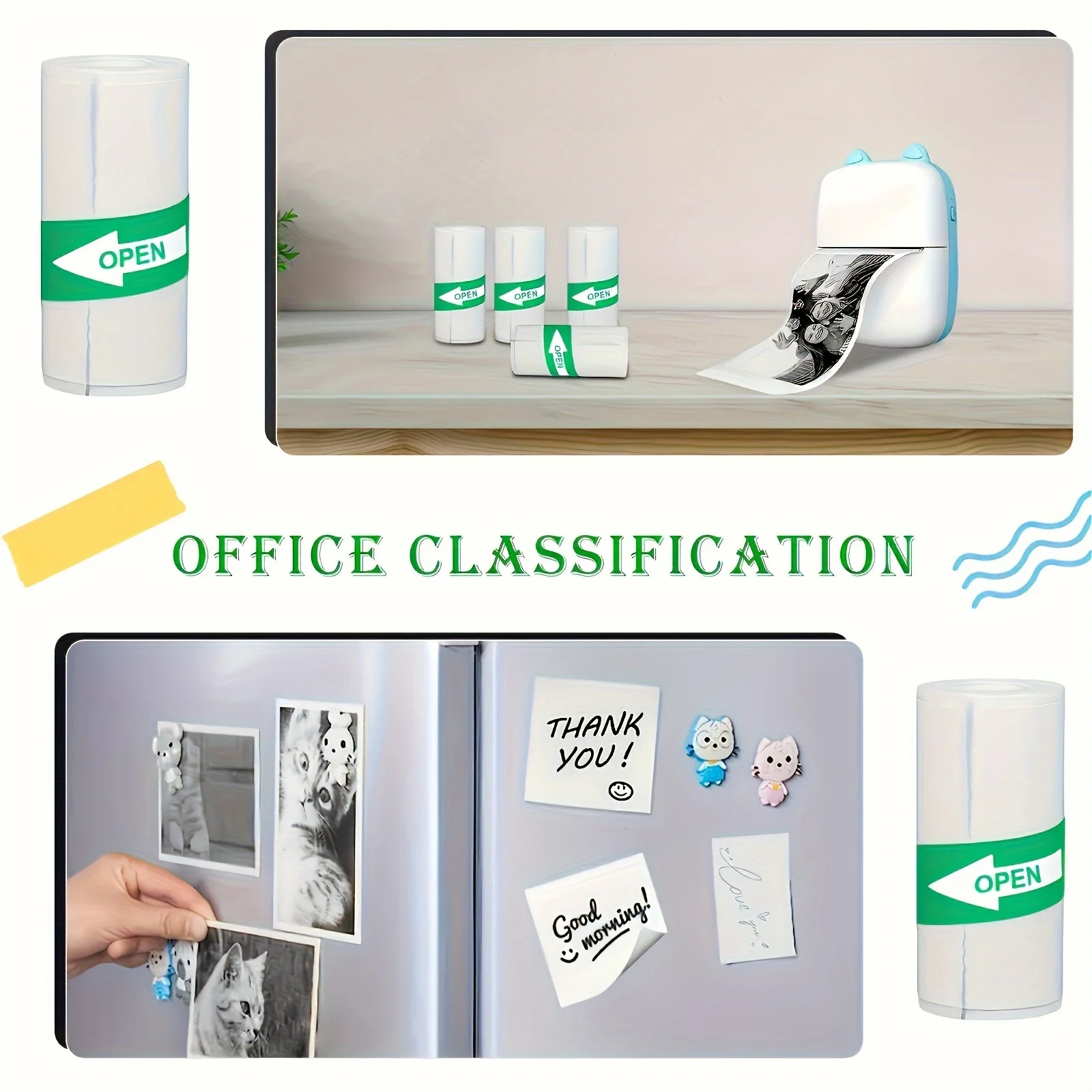 10 Rolls 57mm White Thermal Sticker Paper - Self-Adhesive Labels for Pocket Printers, Photo/Notes/Journals/Diary No Ink Printing