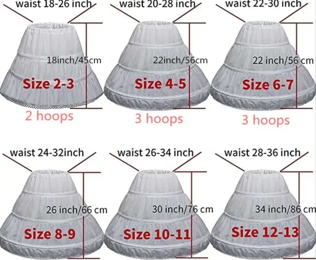 3 Hoops Cancan Children Flower Girl Petticoat Crinoline Underskirt Wedding Accessories For Flower Girl Dress