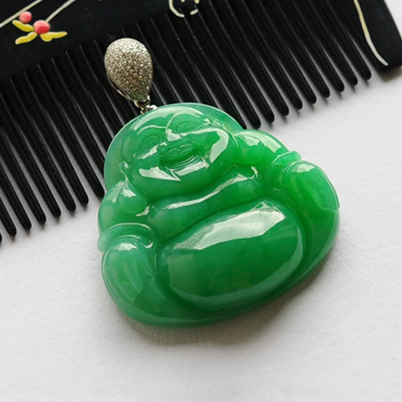 

Emerald Pit Ice-like Full of Green Maitreya Buddha Pendant