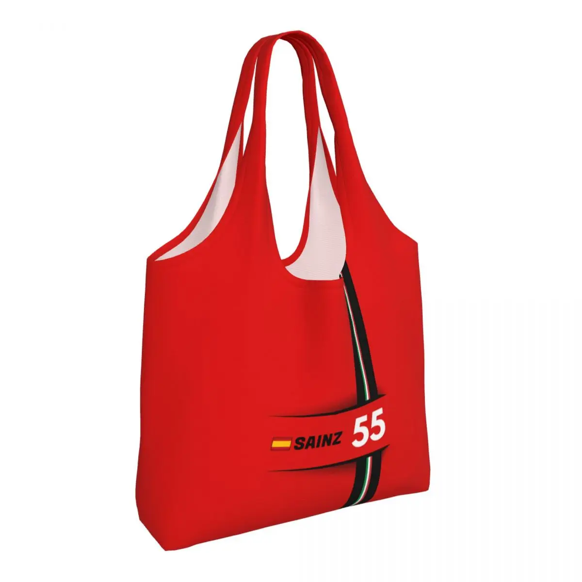 Sac à provisions personnalisé Carlos Sainz 55 Formula Racing Driver pour femme, fourre-tout d'épicerie, sac à provisions en toile initié, sacs à main de grande capacité