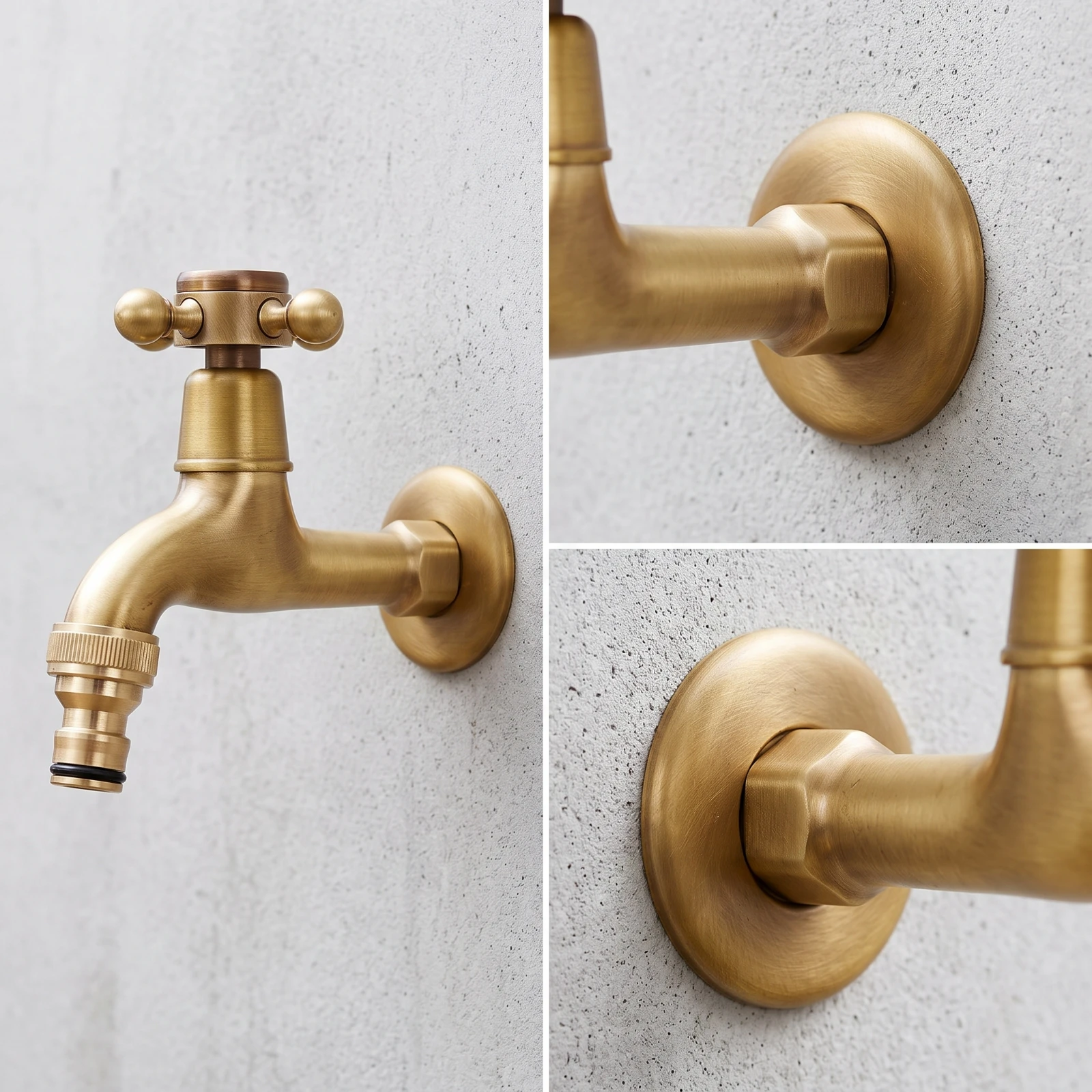 Wall-Mounted Faucet with Hose Connector Threaded Outdoor Water Tap Wall-Mounted Water Tap Sturdy Garden Hose Spigot