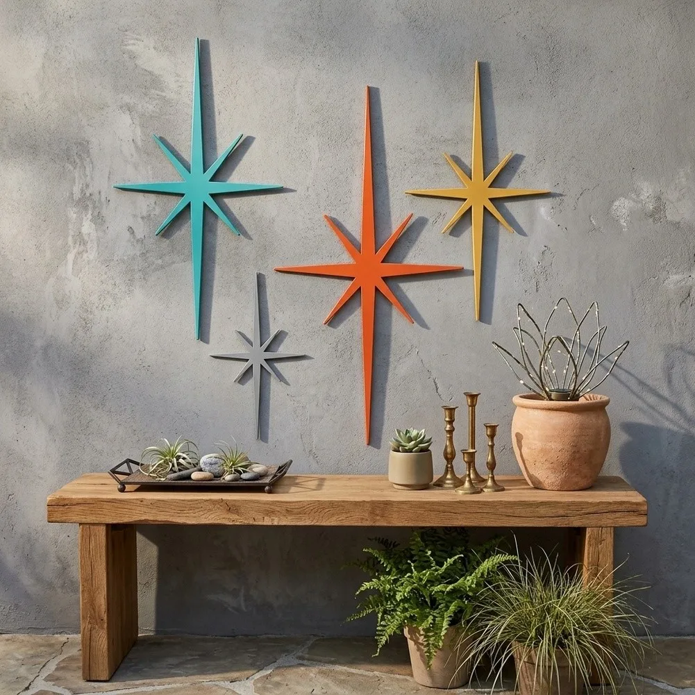 Star Silhouette Iron Wall Art for Outdoor Exposure and Indoor Placement Including Garage Wall Office Wall and Entryway