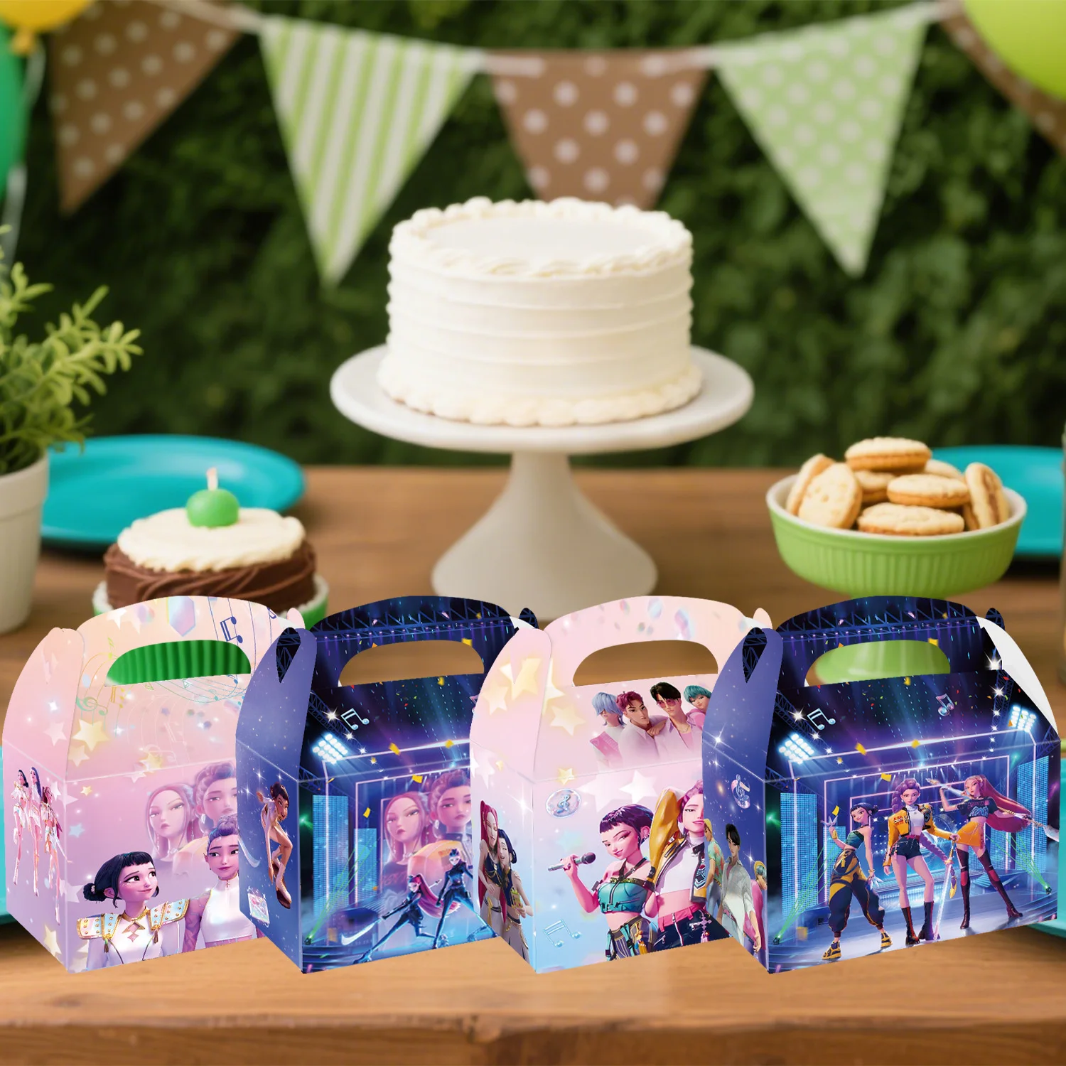 

12/24/36pcs k-pop Demon Hunters Theme Birthday Party Decorations set Croissant for Girls or boys Baby Shower Supplies
