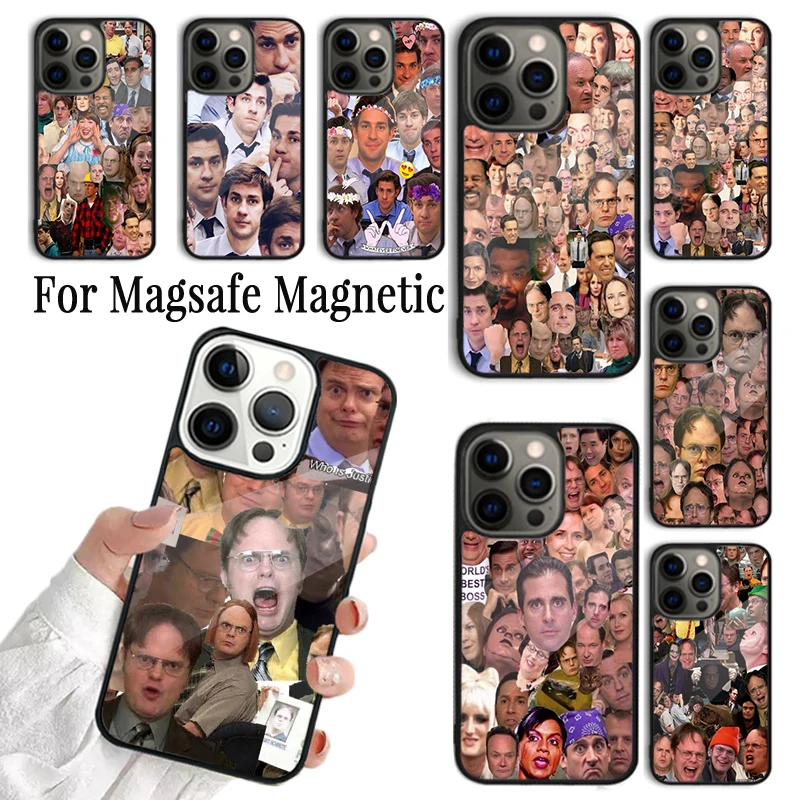 Coque Phone Case For iPhone 16 15 14 13 12 Mini 11 Pro Max Plus Magsafe Magnetic Wireless Charging Cover The Office Collage