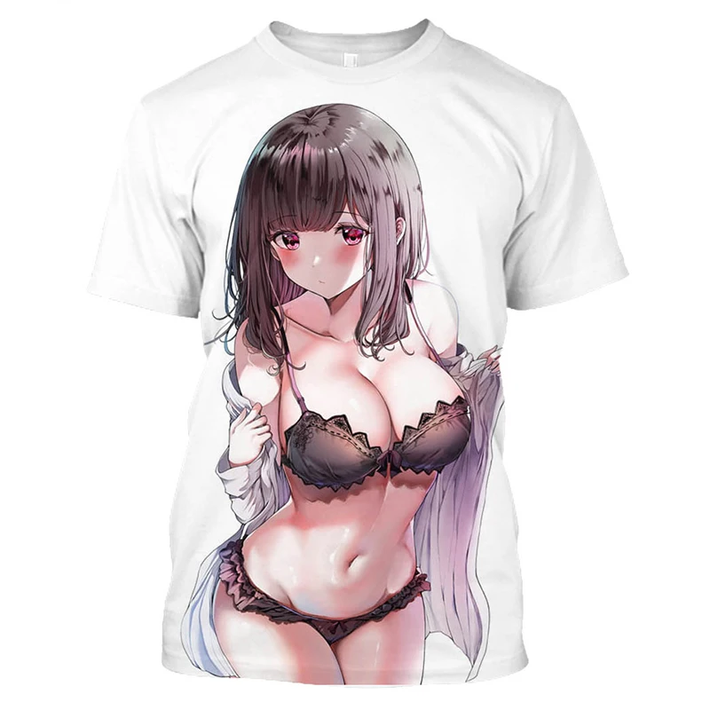 3D Printed T Shirt Kawaii Bikini Naked Girl Short Sleeve Sexy Anime Harajuku T-shirts Men Fashion Casual Streetwear Cool Clothes