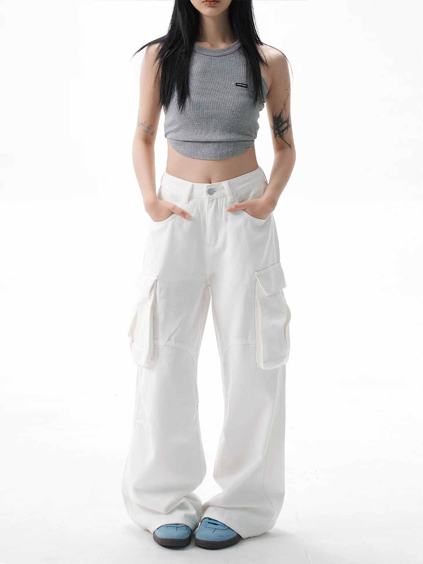 

Свободные драпированные широкие джинсы для спецодежды, женские джинсы весны 2025 года, AGUA, белые американские джинсы прямого кроя для девочек