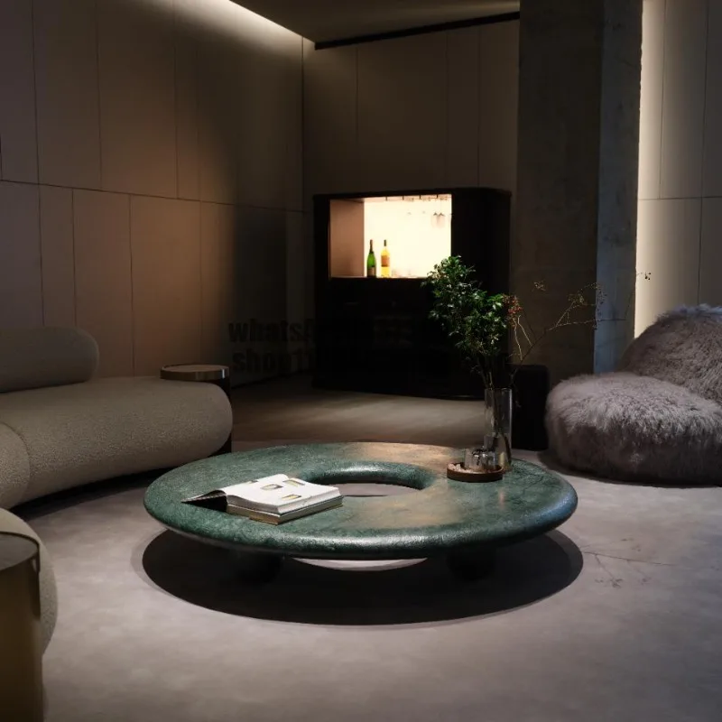 Natural marble luxury stone coffee table green safety buckle living room club