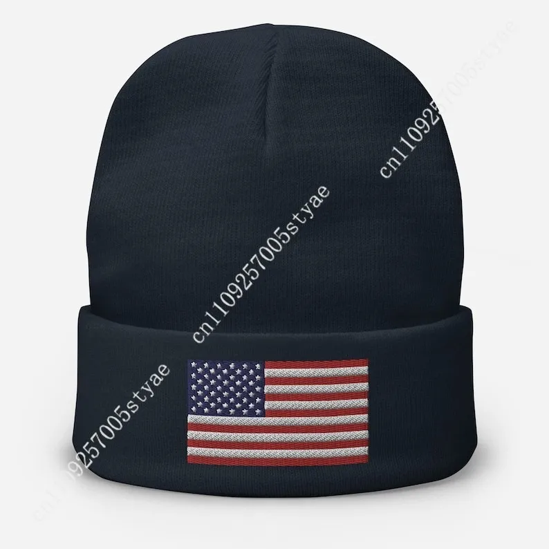 American Flag Beanie Men Women Embroidered Knit Hat Beanies Warm Winter Caps Soft Skull Cap Fashion Ski Hats Knitted Hat 3