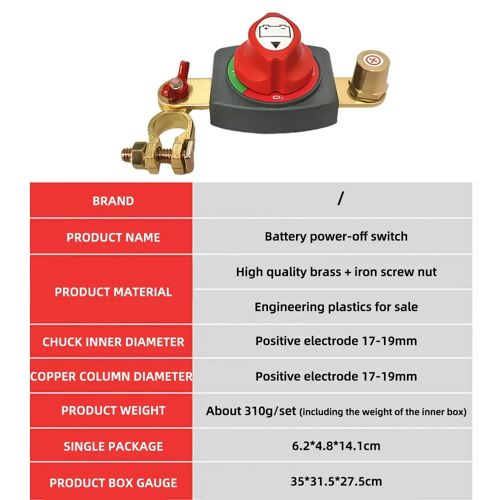 On/Off 275A Top Post Battery Disconnect Switch 12-48V Waterproof Heavy-Duty Marine Battery Switch For Car Vehicle RV And Boat