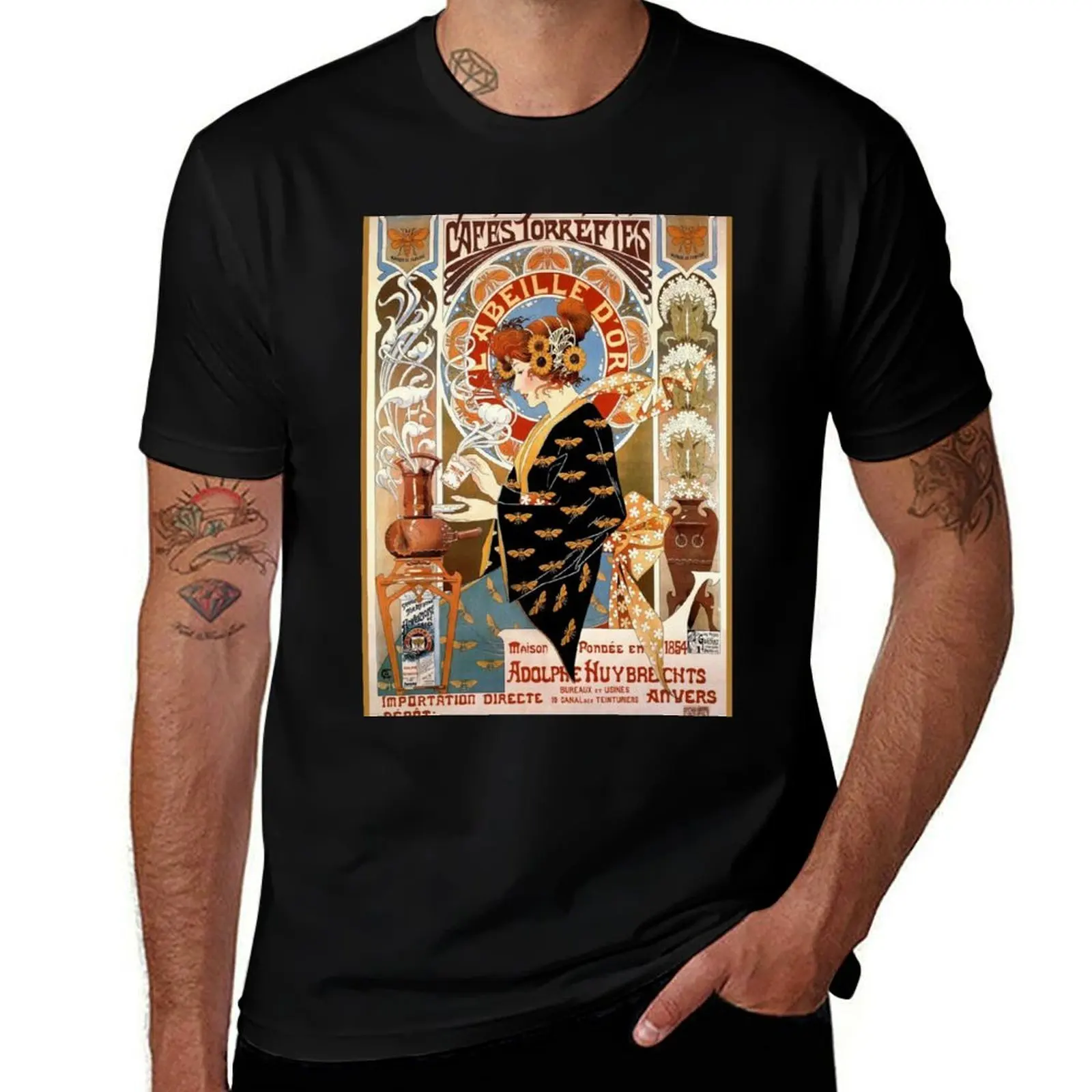 Cafés torréfiés Labeille dor. French art nouveau poster T-Shirt funny t shirts dark humor T-Shirt