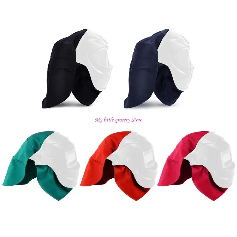 

Welding Safety Cover And Bib Set Full Coverage Head Neck Covers Sturdy Leather Fabric Easy Installation For Industrial Use D5BD