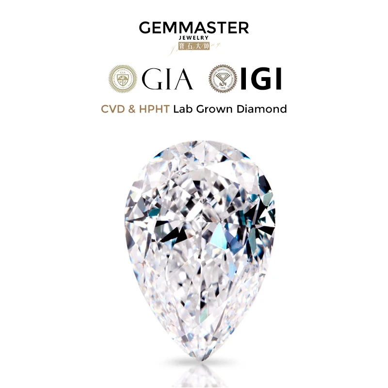 

Pear Lab Grown Diamond With GIA or IGI certificate CVD HPHT Loose Lab Diamond Wholesale D E F G VVS Real Diamond