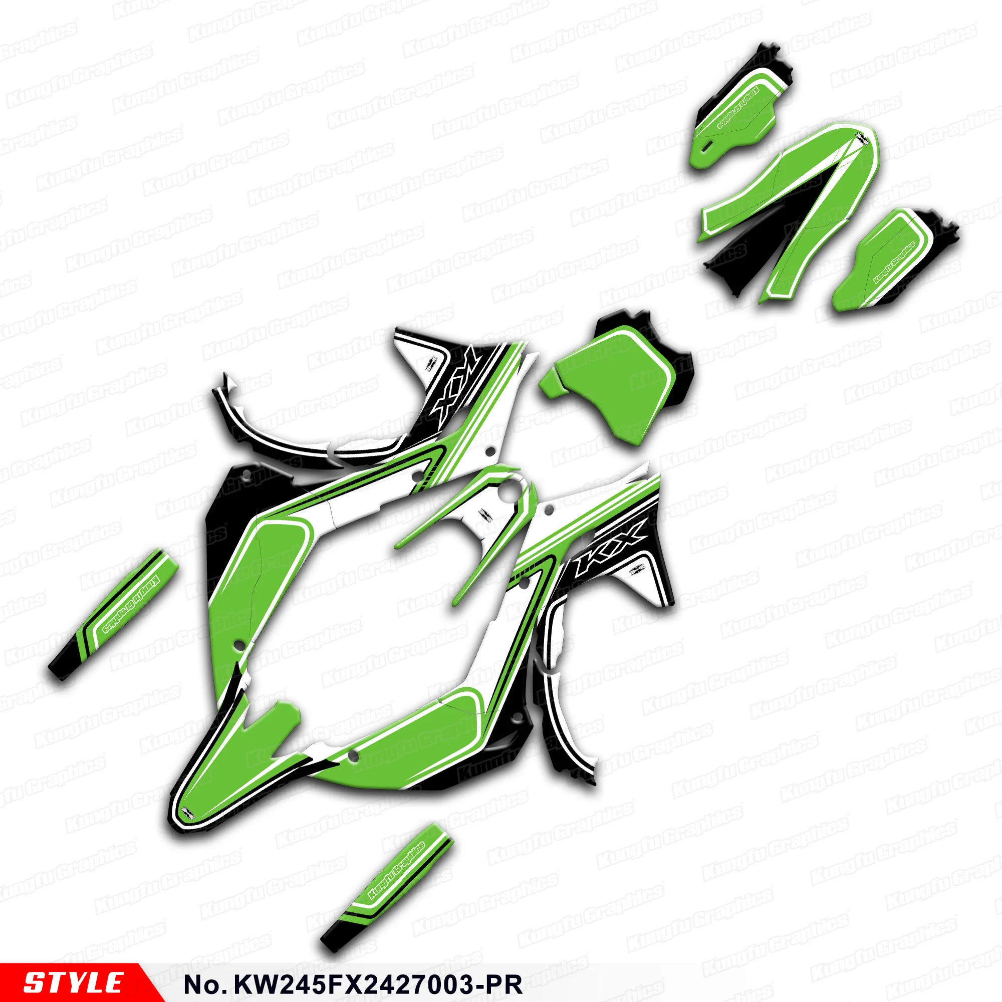 

Racing Graphics Stickers Complete Decal for Kawasaki KX450 KX450X KX450F 2024, KW245FX2427003-PR