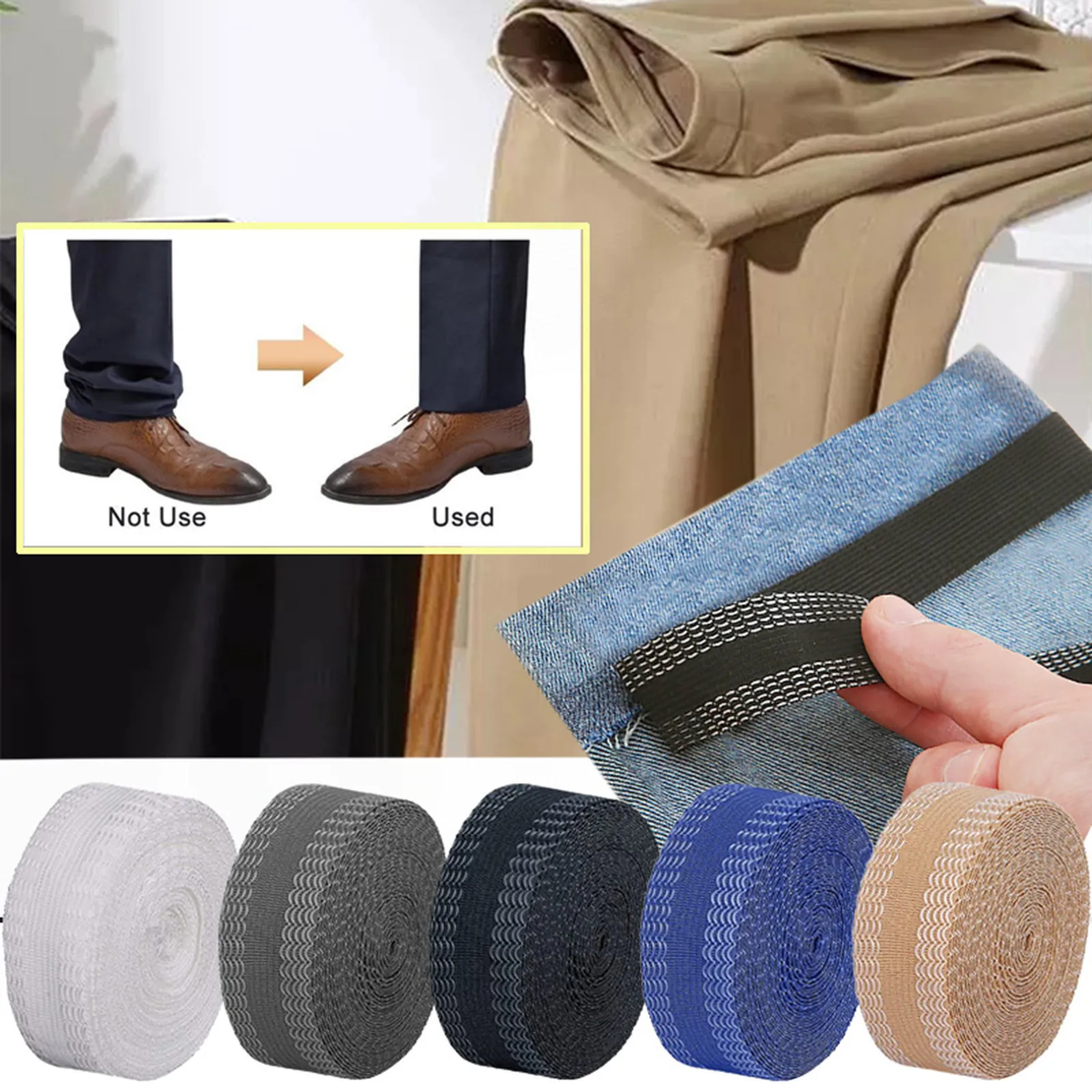 Pants Edge Shorten Self-Adhesive Tape 1.1 Yard Hem Tape For Pants No Sew Hemming Tape Webbing Strap Sewing Bag Belt Accessories