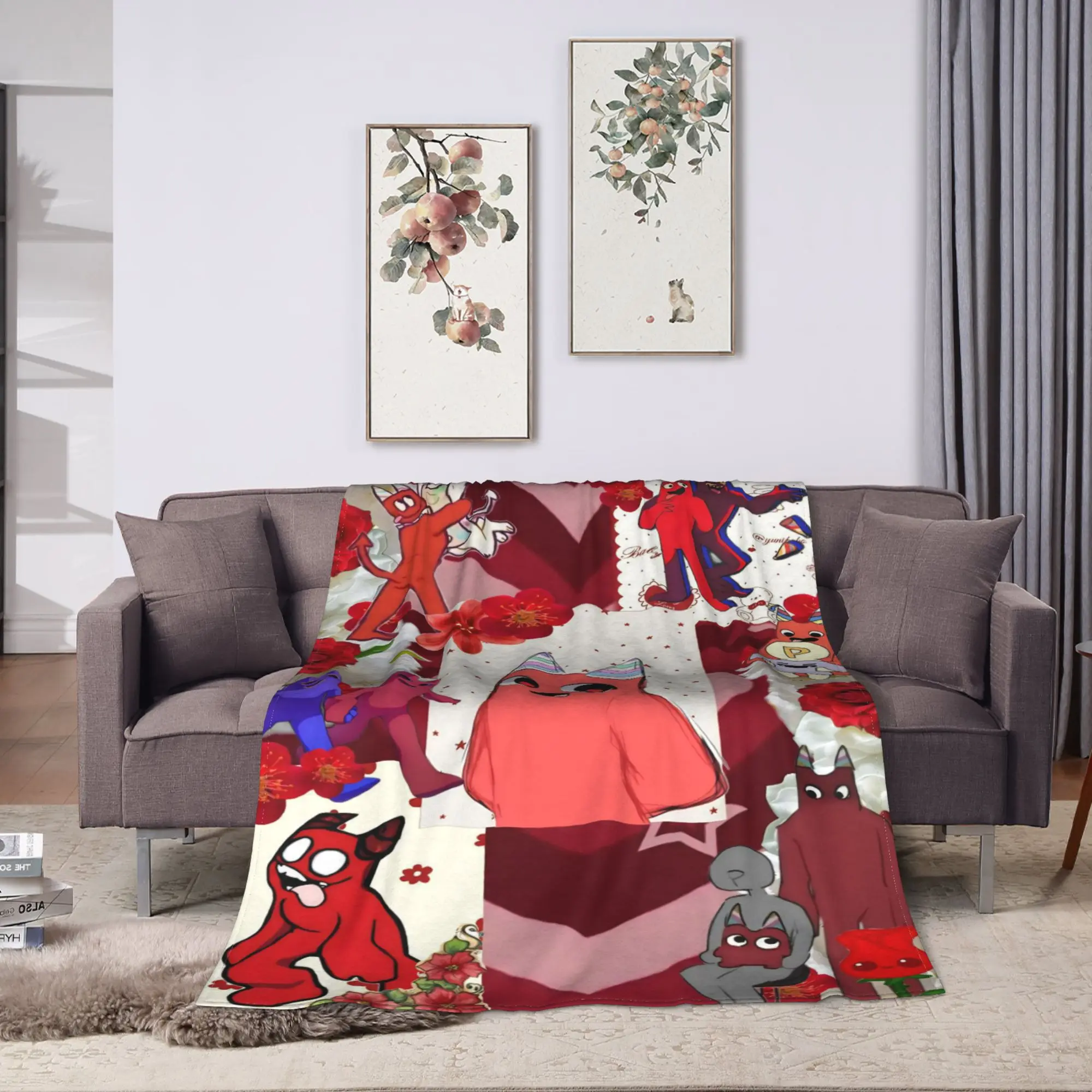 Gartens Banbans Horror Game Flannel Blanket Horror Game Novelty Throw Blankets for Bed Sofa Couch 200x150cm Bedspreads