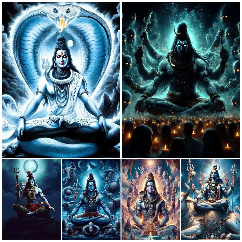

Cartoon Dog Religion Shiva Brahma Vishnu Wall Pictures For Living Room Decor Poster Wall Art Canvas Painting Unframed