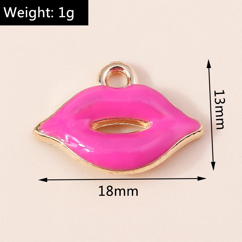 10 Stück niedliche Emaille-Anhänger in Form von roten Lippen und High Heels, Lippenstift-Charms für die Schmuckherstellung, Halsketten, Ohrringe, Armbänder, DIY-Bastelbedarf – Detail 13