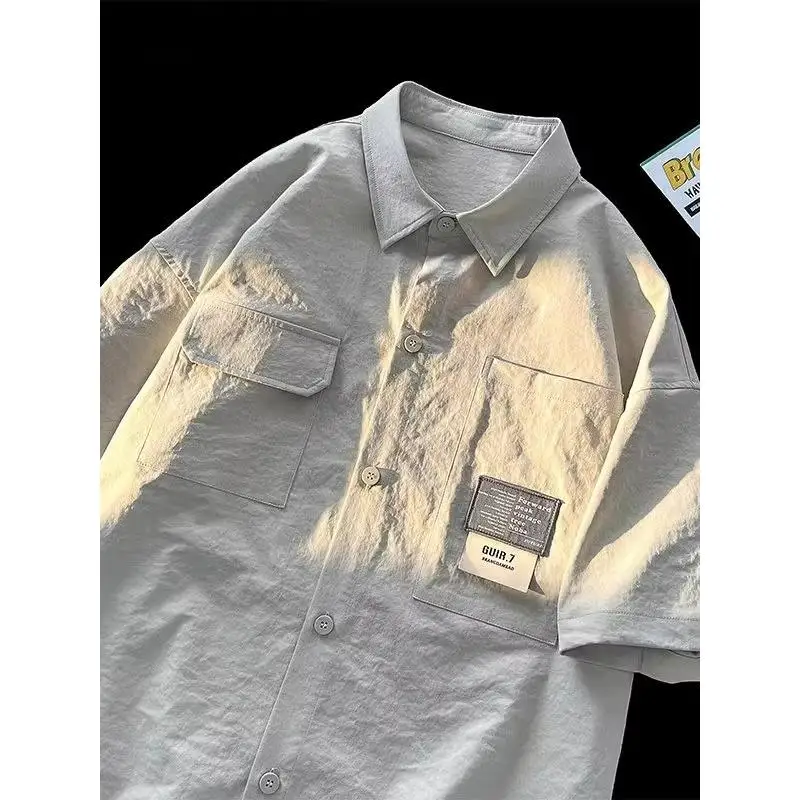 

Новая повседневная рубашка в японском стиле, тонкая, свободного кроя, больших размеров, весна-лето, универсальная, с открытым воротом.