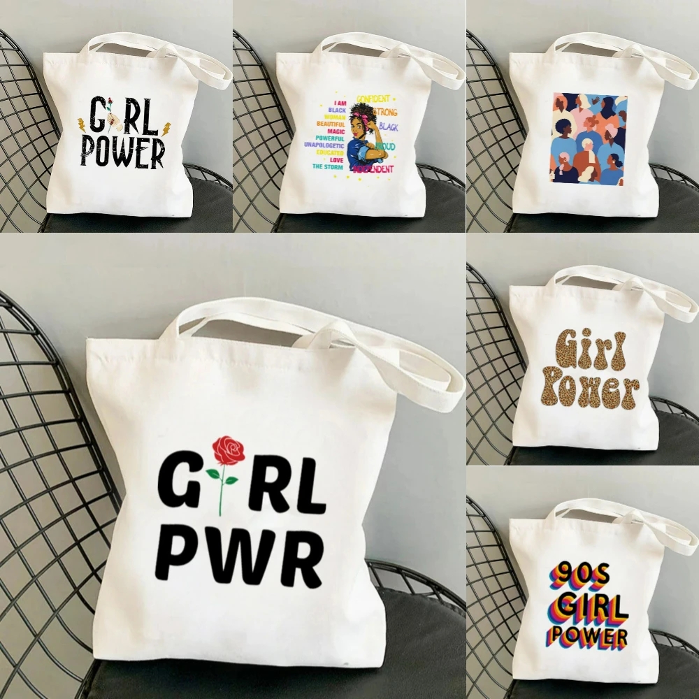 

Empowering Feminist Girl Power Canvas Totes Bag Eco Friendly Reusable Women Work Commute School Shopping Daily Use Activities
