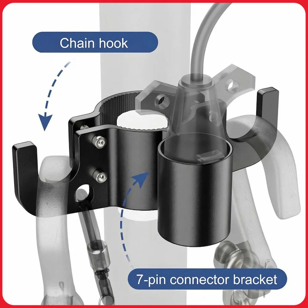 Aluminum Trailer Chain Holder 7-Way Plug Organizer Cable Wire Harness Holder RV Towing Chain Organizer Heavy Duty RV Accessories