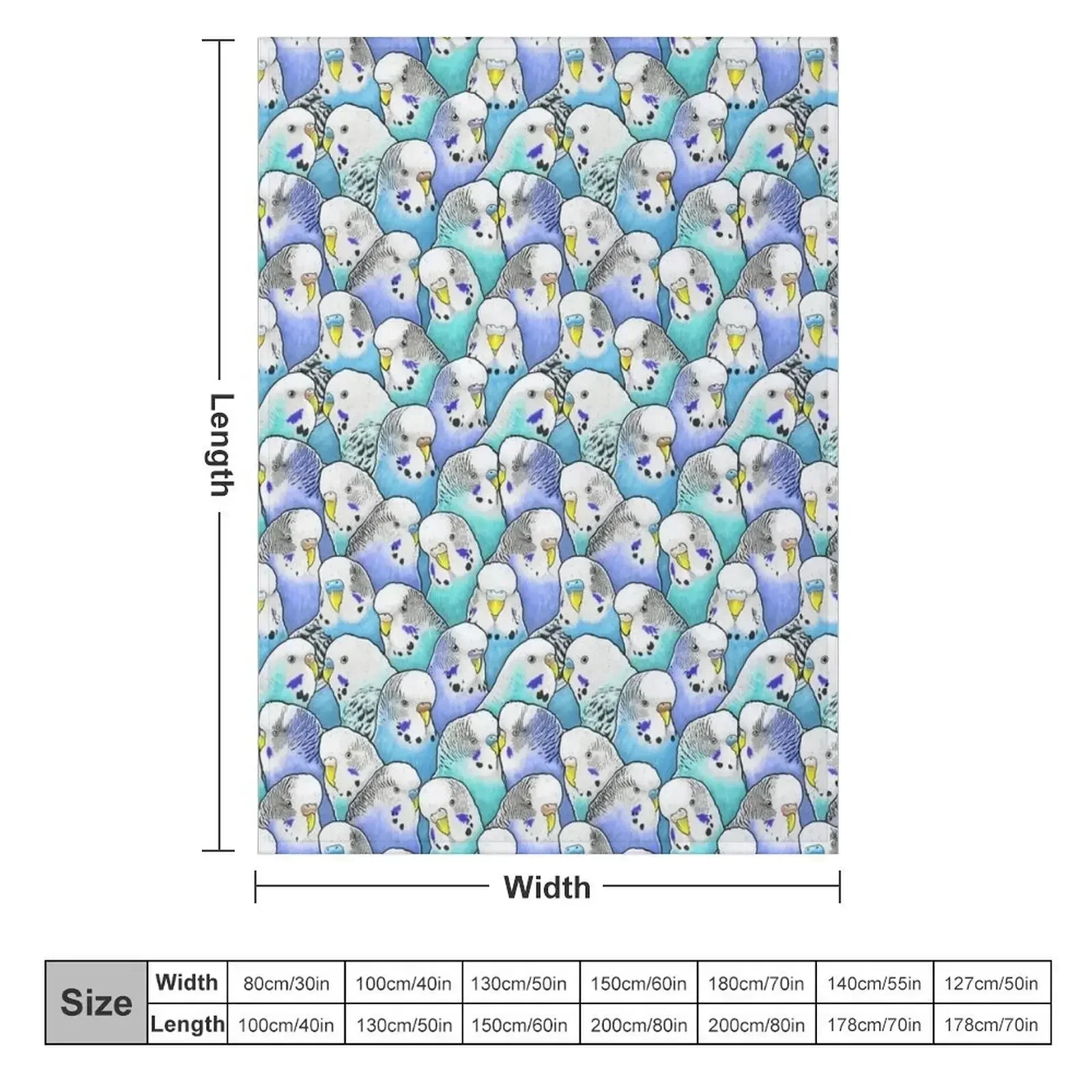 Blue Budgies Parakeet Pattern Throw Blanket couch cozy soft plush fuzzy picnic outdoor blanket