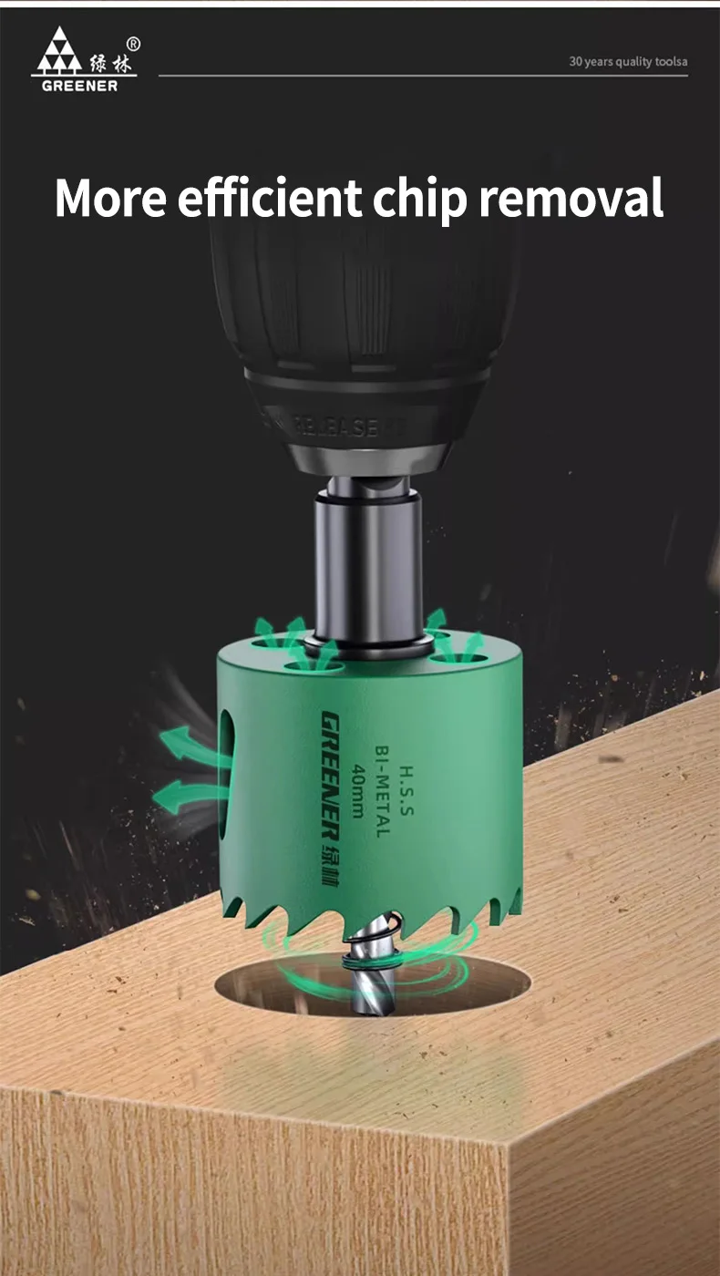 GREENERY 19-127mm Hole Saw Cutting Kit Set for Wood Drywall Particle Board Drilling Woodworking Tools with Storage Case