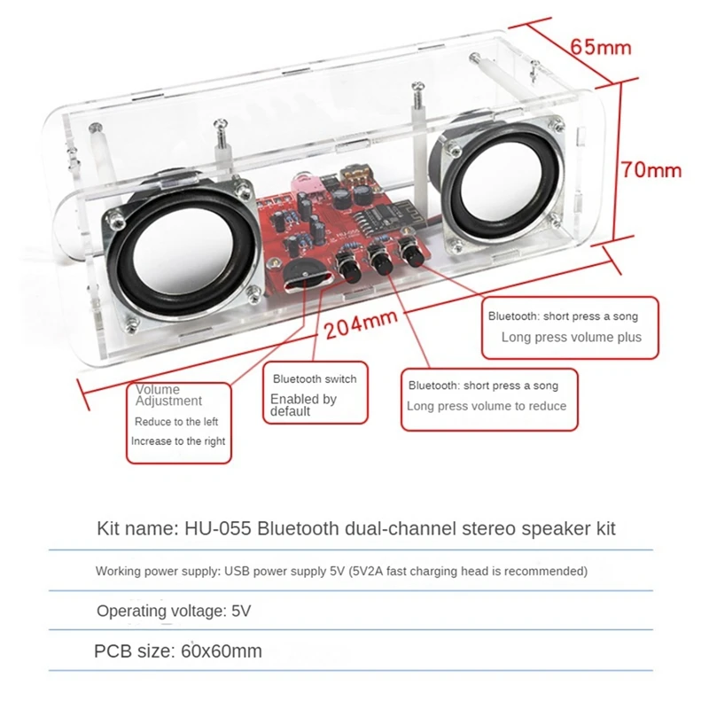 DIY Bluetooth Speaker Kit USB Mini Home Stereo Sound Amplifier DIY Electronic Kits For Soldering Practice