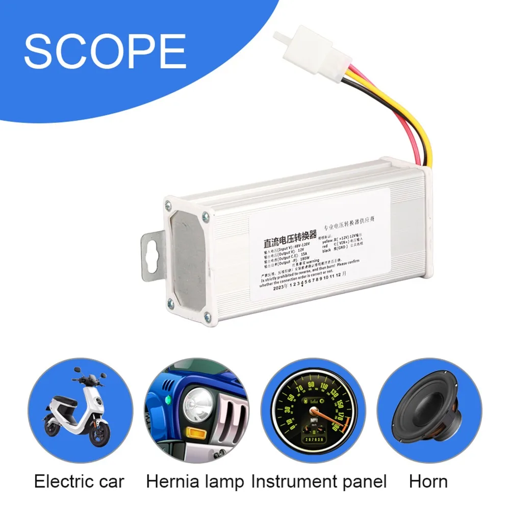 48 فولت-120 فولت المدخلات تيار مستمر محول 12 فولت الناتج 180 واط الطاقة محول خفض الجهد 15A محول طاقة الحالي مركبة كهربية #6