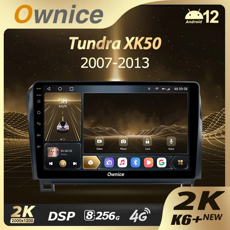 Ownice K6+ 2K for Toyota Tundra XK50 2007 - 2013 Sequoia XK60 2008 - 2017 Car Radio Multimedia Player Navi Stereo GPS Android 12