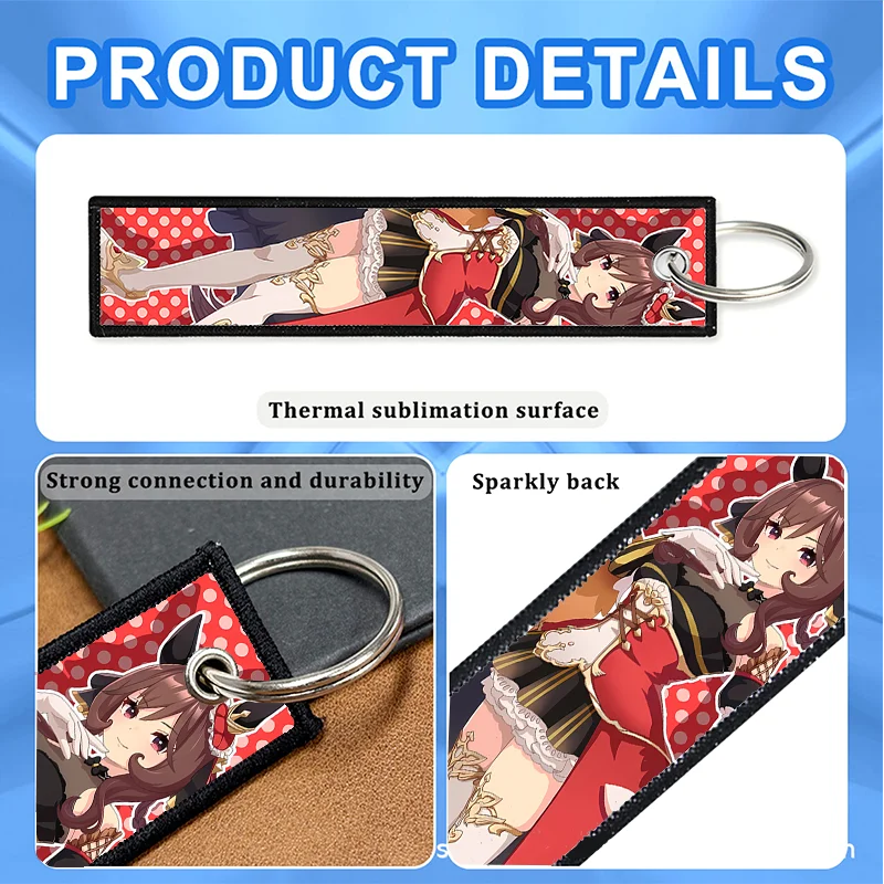 Uma Musume Pretty Derby Anime Jet Tag Keychain Fabric Key Strap with Character Print Double-Sided Lanyard Keyrings for Backpack view 6