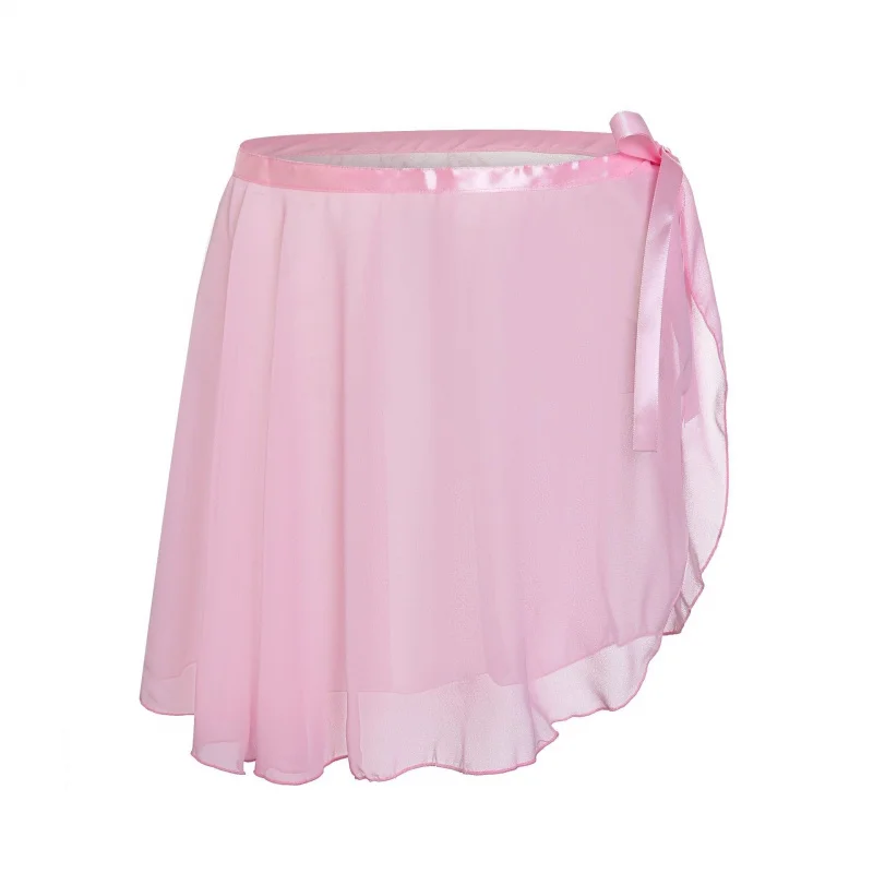 Kids Girl Ballet Dance Skirts Lace Up Long Wrap Chiffon Tutu Skate Skirt Ballerina Dance Wear for Skate Gymnastics Yoga