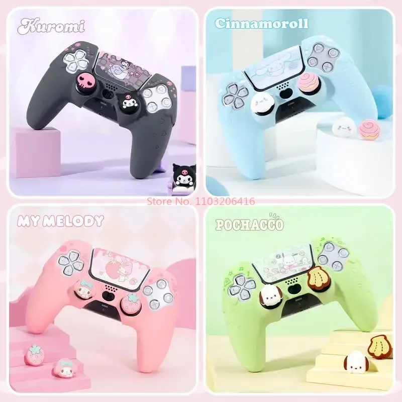 Sanrio Figure Cinnamoroll Kuromi Pochacco Ps5 Ns Pro Switch Pro Gamepad Protective Case Anti-fall Digital Kawaii Peripheries