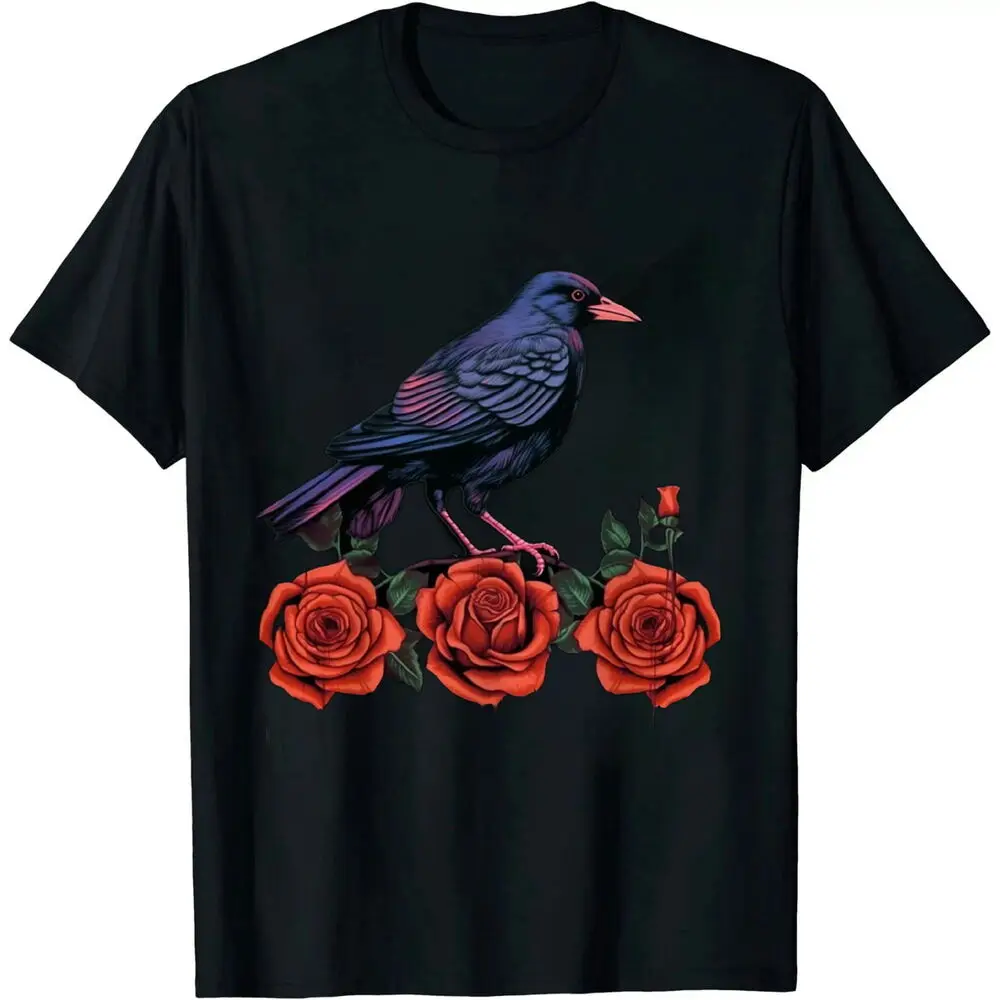 Crow Bird Raven Bird Vintage Rock Punk Music T-Shirtfor Men Clothing Women Tees High Quality 100%Cotton Short Sleeve