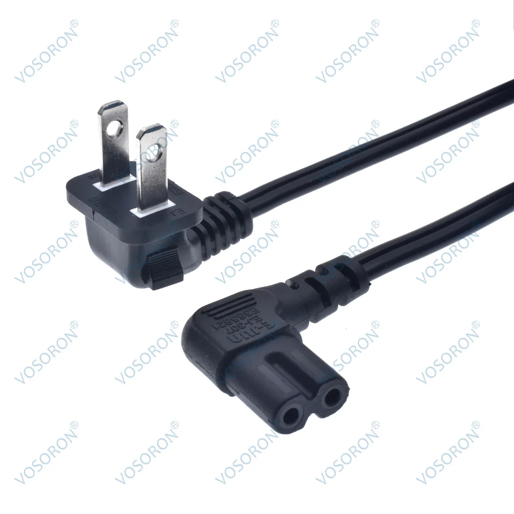 IEC 320 C7 To US 2Pin Plug Power Cord For Samsung TCL TV, C7 Right Angled 90 degree Socket To 2Pin Extension Cable 1.8M