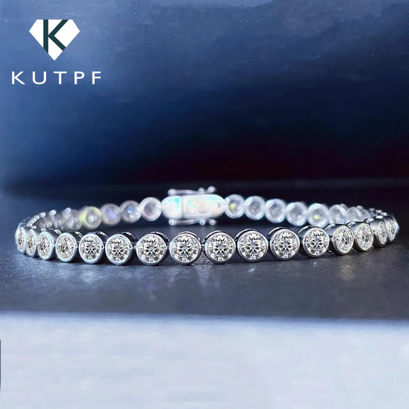 3mm Moissanite Tennis Bracelet for Women 925 Silver Bezel Set Round Bubble D Color Diamond Bracelets with Gra Certificate