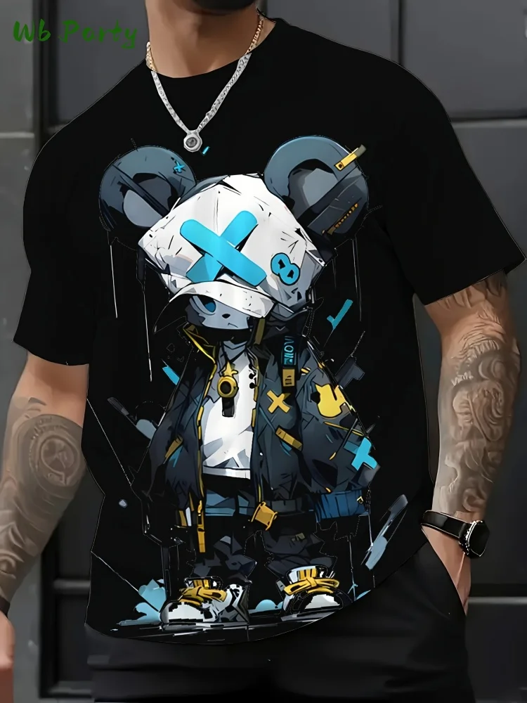 Men's Clothing 3D Bear Print Summer Man Clothes O-Neck Men's Short Sleeve T-Shirt Loose T-Shirt Tops Men's Shirts Funny T-Shirts image 4