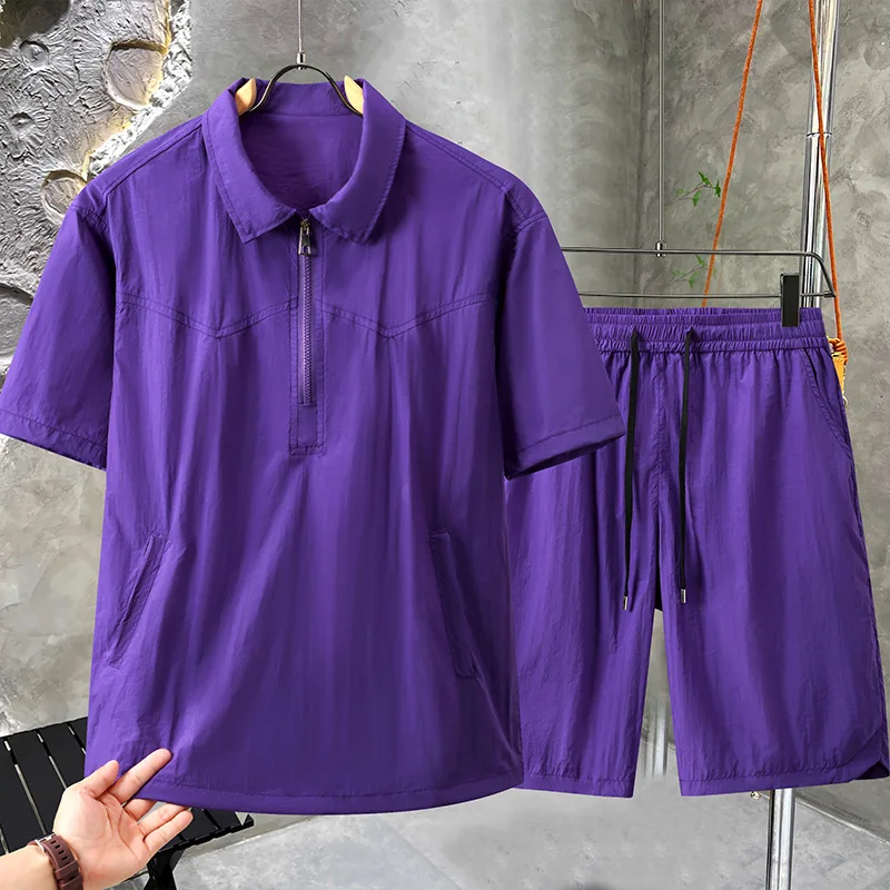Summer Tracksuits Men Plus Size 10XL Summer Sets Casual Fashion Quick Drying Hooded Shirts Shorts Suits Male Big Size 10XL