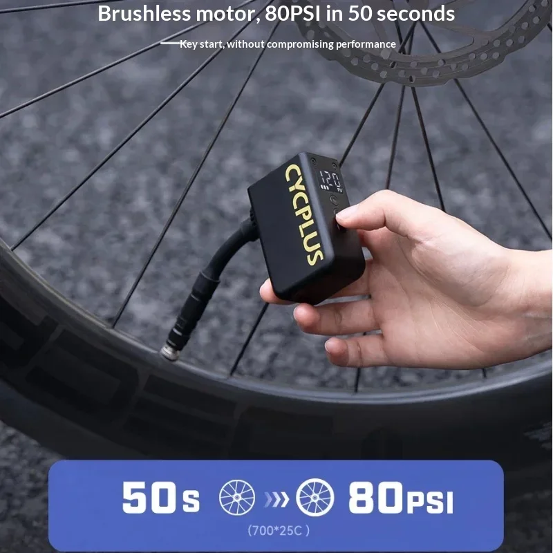 Cycplus As2 Ultra Bike Pump Mini Portable Electric Rechargeable Tire Inflator For Road Mountain Bicycle Outdoor Cycling Use