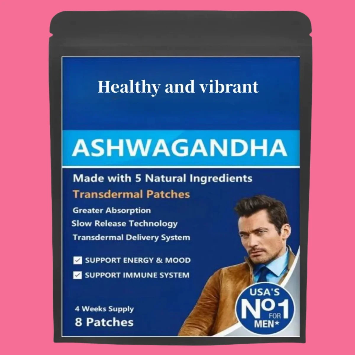 

Ashwagandha Transdermal Patches. Combined With Turmeric, Ginger, Black Pepper And Rhodiola. Mood And Strength Support Supplement