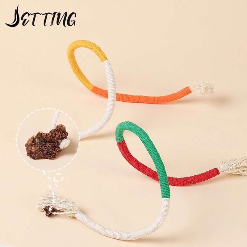 Cat String Toy Interactive Cat Scratcher Cotton Rope Toy Bite-resistant Chewing Teething Cat Toy Pet Teaser Wand String Rope
