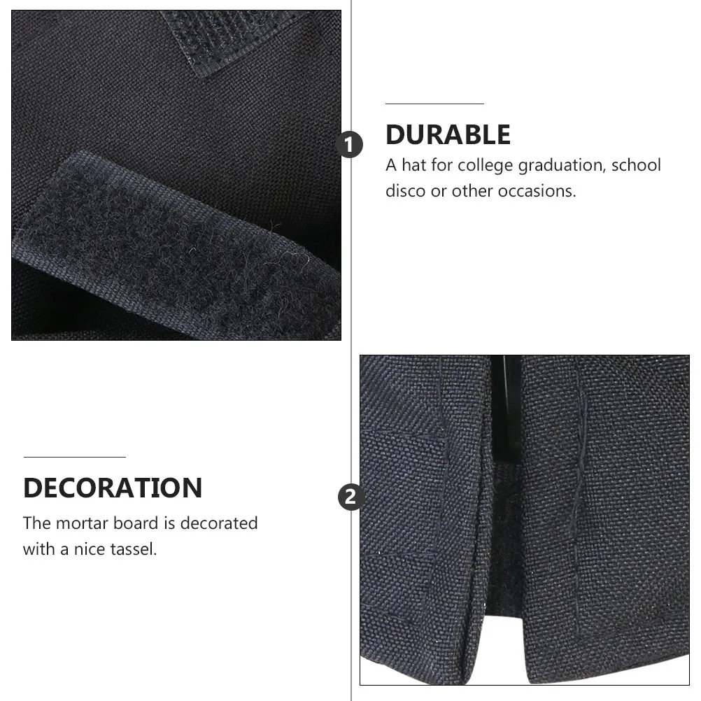 

Graduation Cap Black 24Cm Adjustable Polyester Board Tassel Adult For College Ceremony Party Accessory