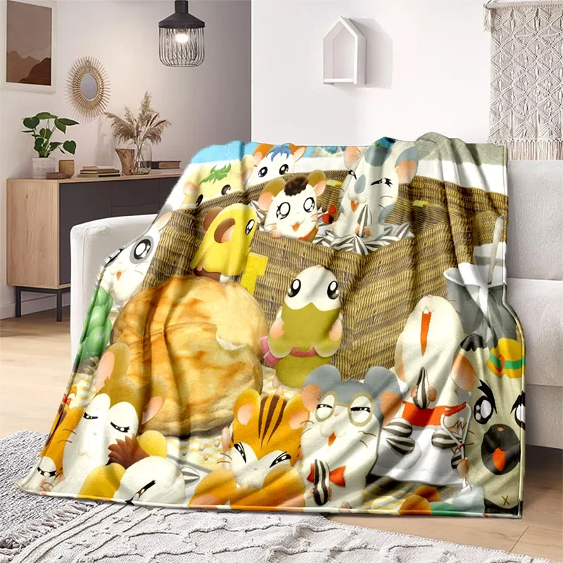 3D Print Kawaii Mouse blanket cartoon Hamtaro soft household blanket Children's thin sofa bed sheet warm blanket for all season