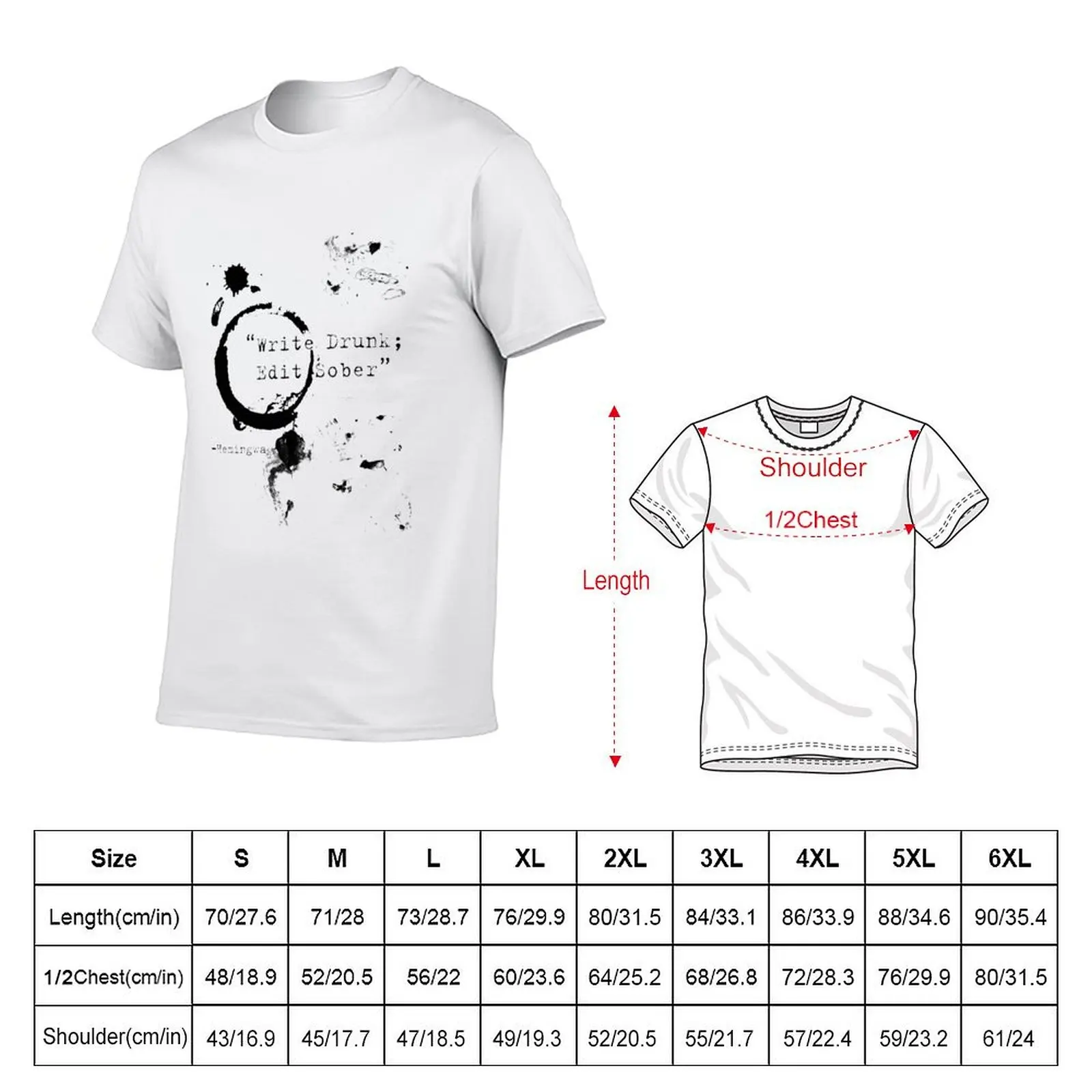 Hemingway Writers Quote T-Shirt Fashion Casual Short Sleeve T-Shirt