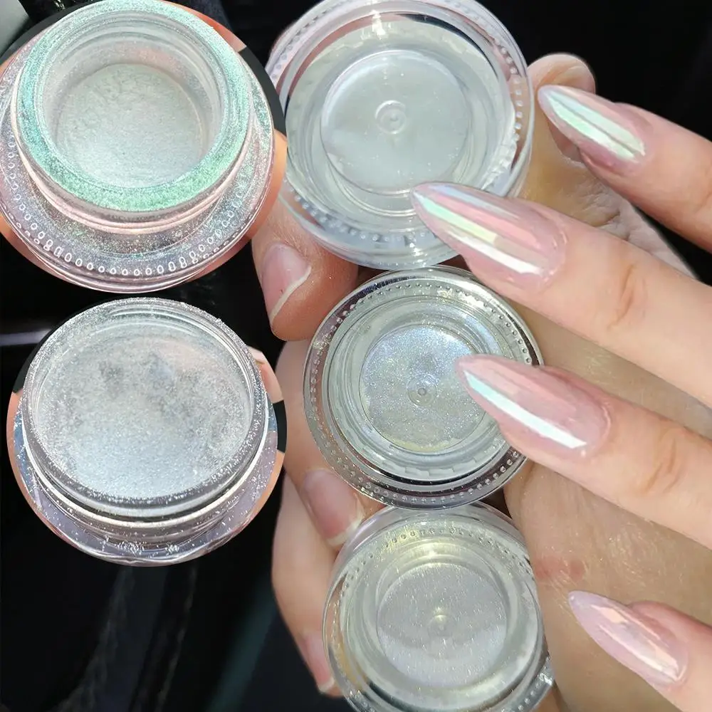 1병 화이트 문라이트 네일 파우더 순중량 0.5g 초미세 오로라 미러 효과 크롬 피그먼트 더스트 젤 폴리쉬 네일 아트 장식용
